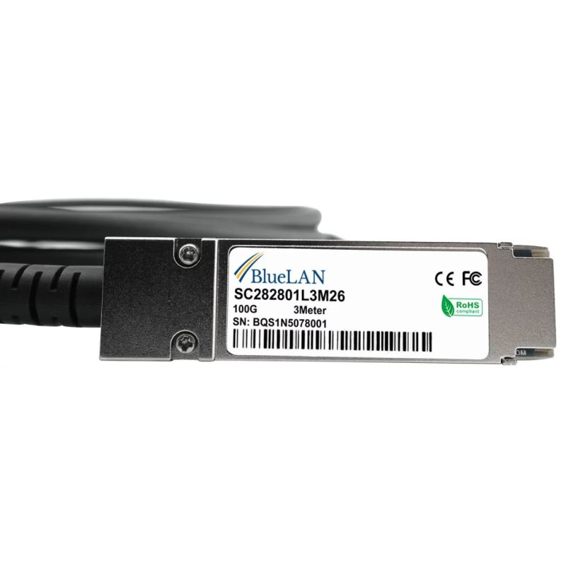 BlueOptics QSFP28-DAC-1M-SS câble InfiniBand et à fibres optiques Noir