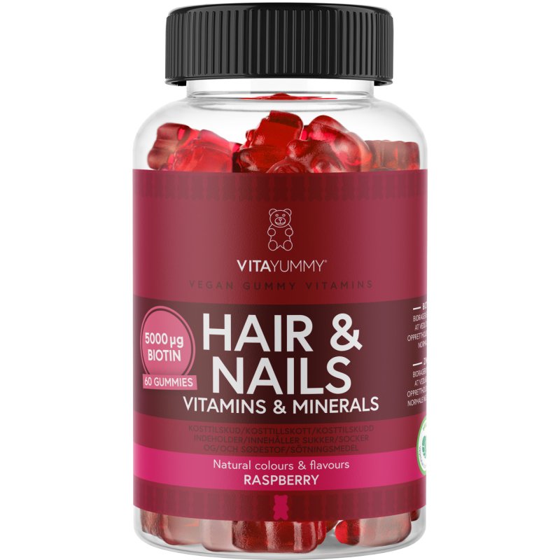 VitaYummy - Hair & Nails Vitaminer Raspberry 60 Pcs