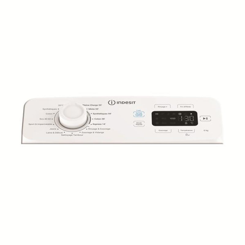 Lave-linge TOP - 6kg, 1200 trs, Classe A, Push&Go QuickCycle, Ecran Tac *