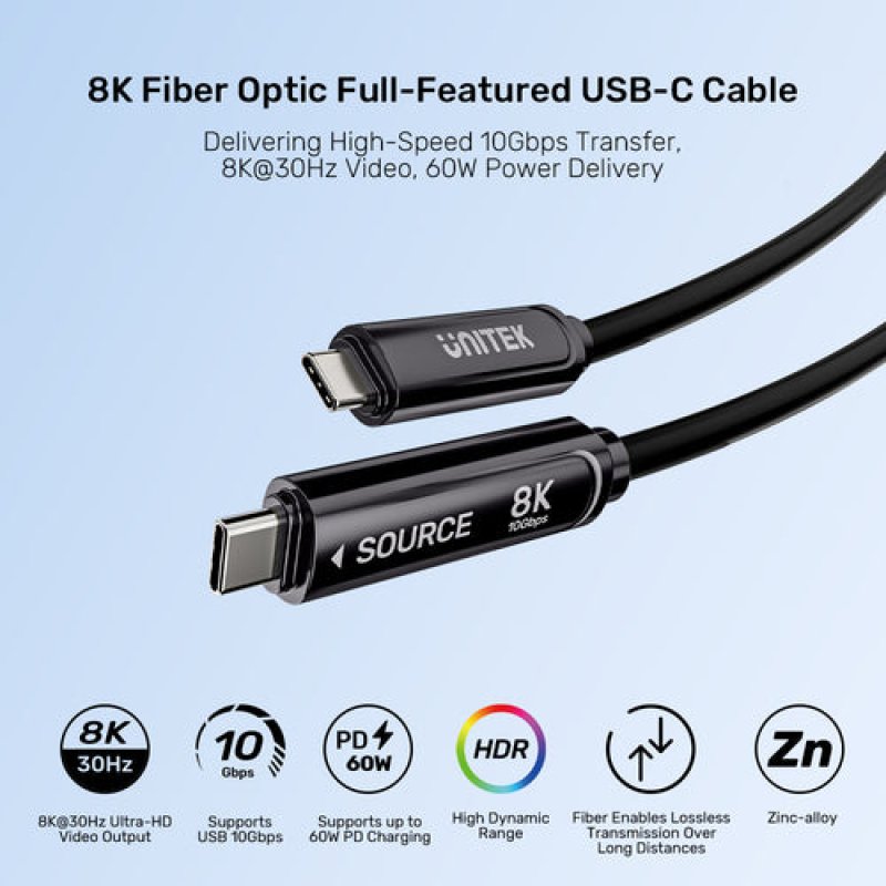 UNITEK C14178ABK01-5M câble USB USB 3.2 Gen 2 (3.1 Gen 2) USB C 10 Gbit/s 60 W Noir