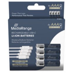 MediaRange USB-C Li-Ion Batterie, Micro AAA, 4erPack