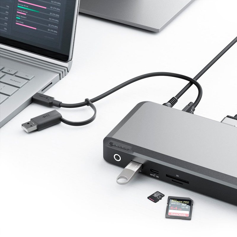 100W USB-C DX3 Triple 4K Display Docking Station Space Gr