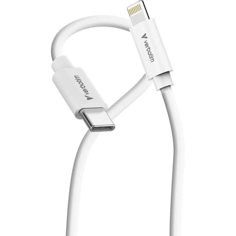 Lot de 2 cables Verbatim Essentials Sync & Charge USB-C 27W M/M 1m (Noir/Blanc)