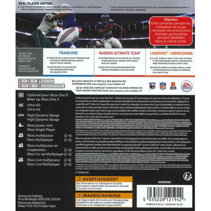 Electronic Arts Madden NFL 19 (Xbox One) Standard Multilingue
