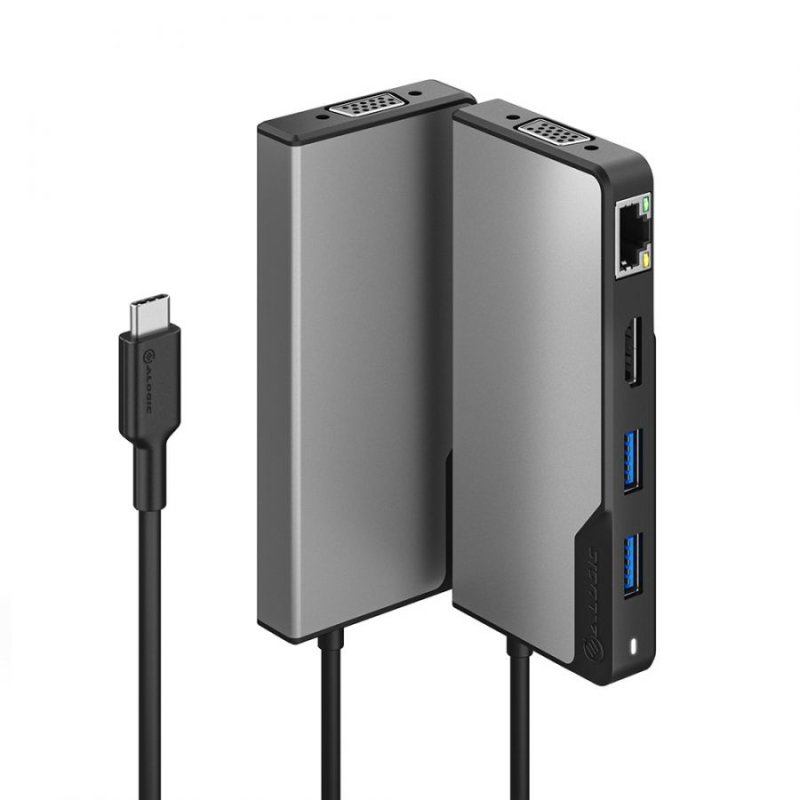 ALOGIC UCFUPRGVV2-SGR station d'accueil USB 3.2 Gen 1 (3.1 Gen 1) Type-C Noir, Gris