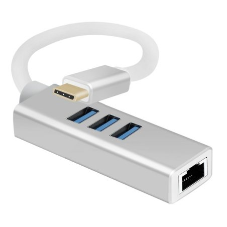 helos HUB, USB 3.1 Type-CSt. /3x USB RJ45 Gigabit Ethernet, PREMIUM, silber