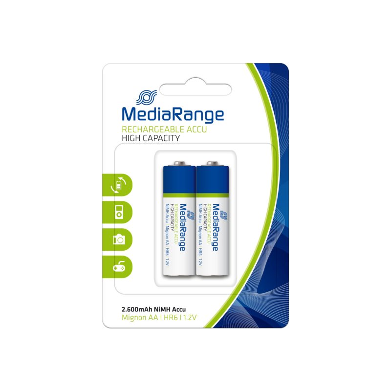 MediaRange Batterie Rechargeable Accu Micro AA HR06 1,2V 2s