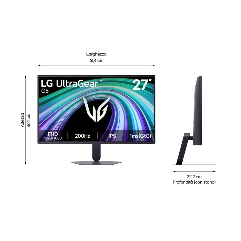 MONITOR LG 27G523B-B 27" FULLHD 200HZ IPS 1MS FREESYNC G-SYNC HDR10 GAMING
