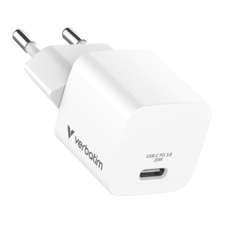 Mini chargeur secteur Verbatim GaN USB-C 20W (Blanc)