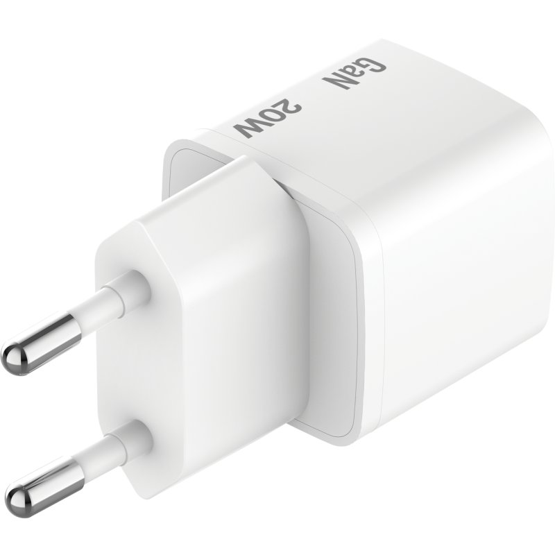 Mini chargeur secteur Verbatim GaN USB-C avec cable USB-C 20W (Blanc)