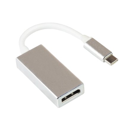 Adapter USB-C™ Stecker an DisplayPort 1.2 Buchse, 4K / UHD @60Hz, Aluminium-Gehäuse, silber, ca. 15cm, Good