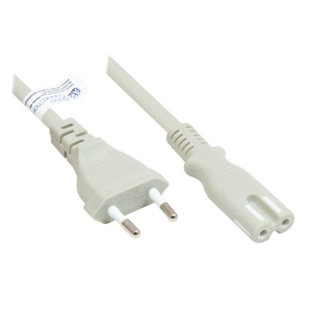 Euro-Netzkabel Euro-Stecker Typ C (gerade) an C7/Euro 8 Buchse (gerade), grau, 0,75 mm², 5 m, Good Connections®