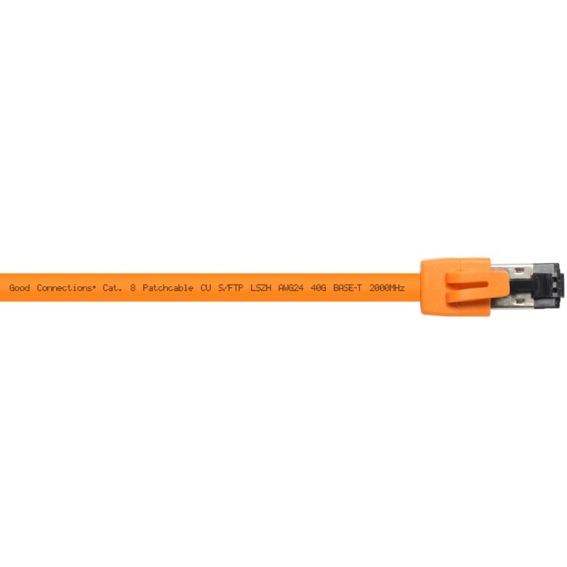 RNS® Patchkabel Cat. 8.1, S/FTP, PiMF, halogenfrei (LSZH), 2000MHz, 40Gbit/s, orange, 1m, Good Connections®