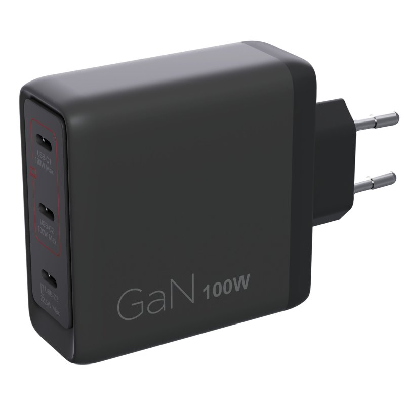 N Lenovo Multi-Port USB-C 100W GaN-Ladegerät/ Netzteil Schwarz inkl. USB-C Kabel (1,8m)