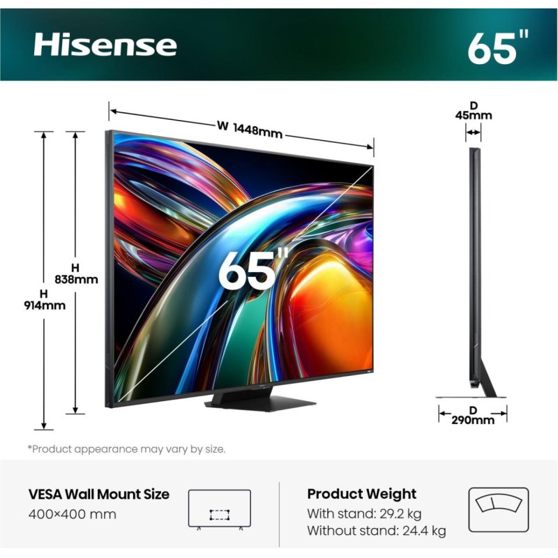 Hisense 65UR9DS 165,1 cm (65") 4K Ultra HD Smart TV Wifi Noir