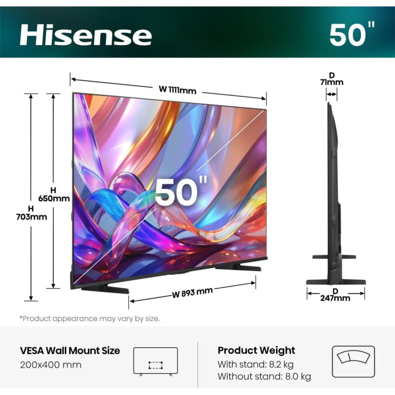 Hisense 50Q7S 127 cm (50") 4K Ultra HD Smart TV Wi-Fi Black