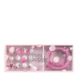 Invisibobble Sparks Flying Duo Kit With Pink Spiral Hair Tie And Beaded Hairpin