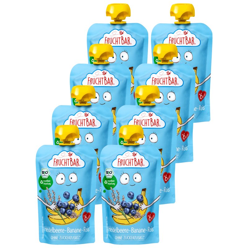 FruchtBar 3761 fruit puree Banana, Blueberry, Rice 100 g