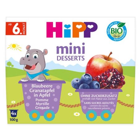 Bio Hipp Blueberry Pomegranate 4x100g Organic Baby Food