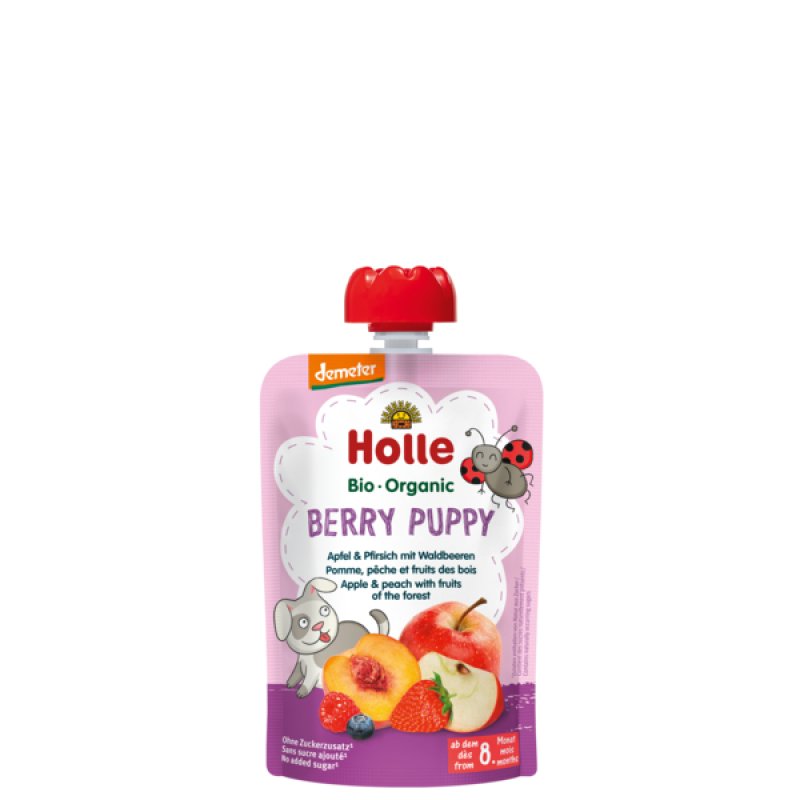 Holle Gourde Pouchy Apple Peach Forest Fruits Organic 8m 100g