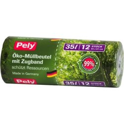 Pely 8609 Biodegradable Waste Bags with Ties 35L - Pack of 12