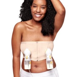 Medela Hands Free Pumping Bustier Easy Expressing Pumping Bra with Adaptive Stretch for Perfect Fit Chai L