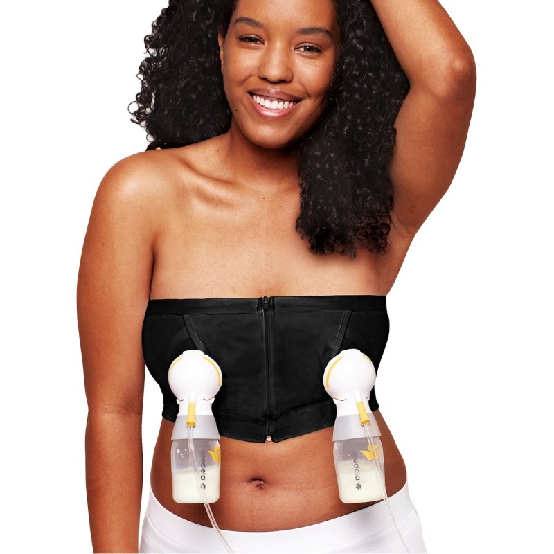 Medela Hands Free Pumping Bustier Easy Expressing Pumping Bra with Adaptive Stretch for Perfect Fit Black M