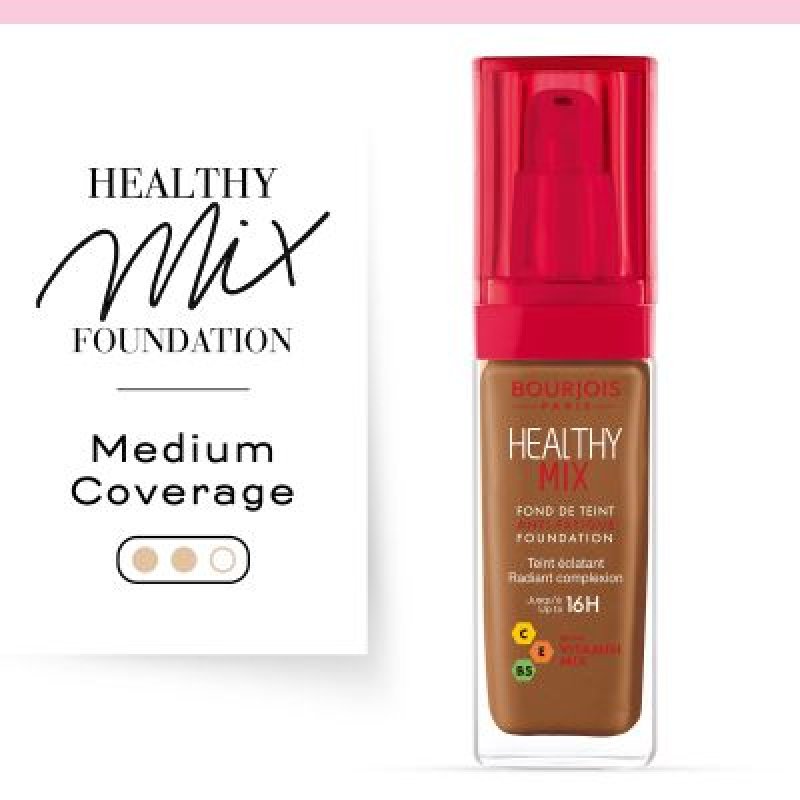 Bourjois Healthy Mix Anti-Fatigue Medium Coverage Liquid Foundation 63 Cocoa 30ml