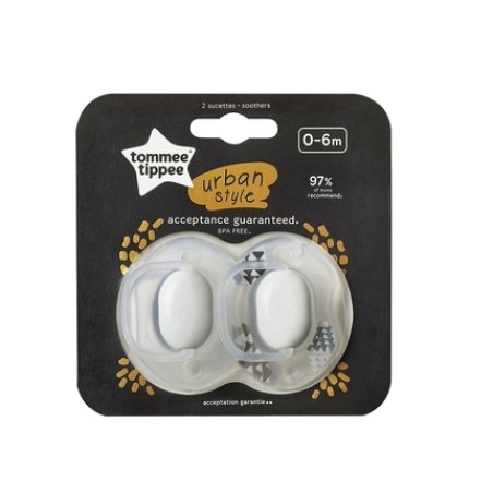 Tommee Tippee Urban Soothing Pacifier 0-6 Months Neutral 2 Pieces