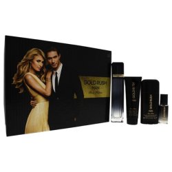 Gold Paris Hilton Gold Rush Man Men 3.4oz EDT Spray 0.5oz EDT Spray 3.0oz Hair Body Wash 2.75oz Alcohol Free Deodorant