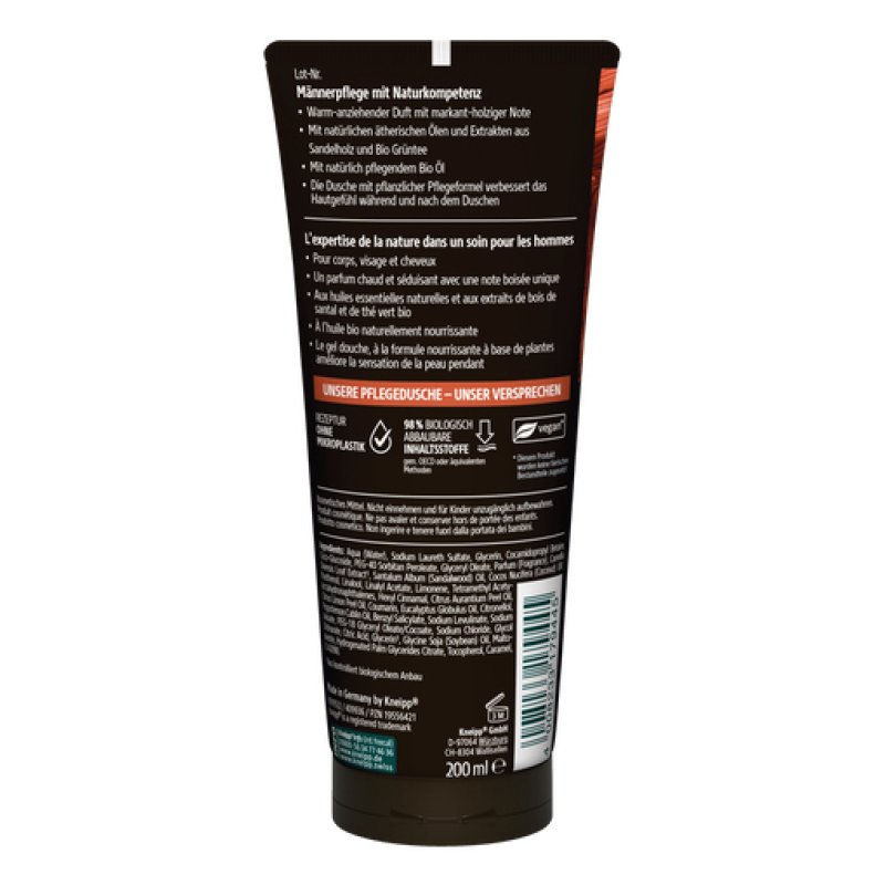 Kneipp Men Shower Wild 200ml Tube Refreshing Shower Gel For Men