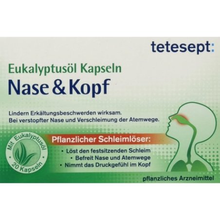 Tetesept Eucalyptus Oil Capsules Nose & Head 20 Pieces