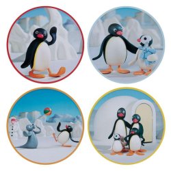 PINGU - 4 Dessous de Verres Gravés en Métal