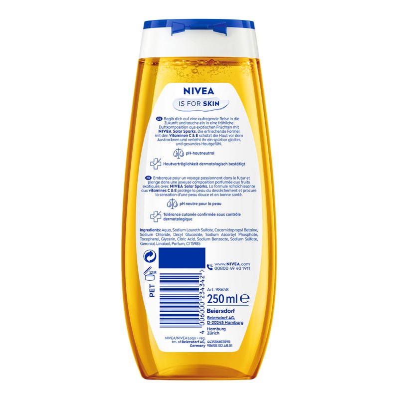 NIVEA Solar Sparks 250 ml Shower gel Women Body Tropical