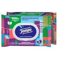Tempo Premium Designer Edition Moist Toilet Tissue - 2 Packs Of 42 Sheets Each