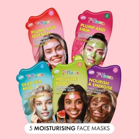 7th Heaven Variety Pack of 5 Clay Cream & Peel-Off Face Masks Hydrating