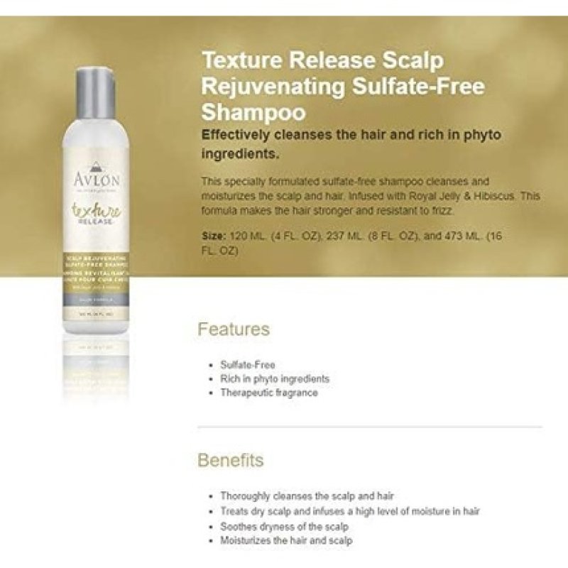 Avlon Texture Release Scalp Rejuvenating Sulfate-Free Shampoo 8oz 237ml