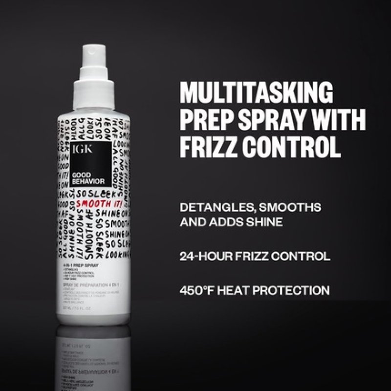 IGK Good Behavior 4-in-1 Prep Spray for Unisex 7oz Hair Spray