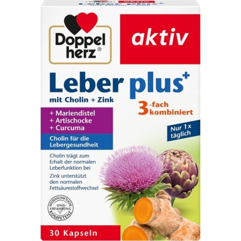 Doppelherz Liver Plus with Choline for Normal Liver Function and Fat Metabolism 30 Capsules