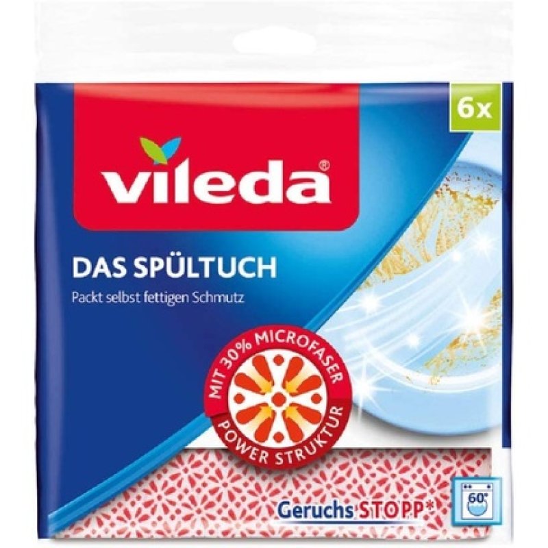 Vileda Dishcloth 34x34 Cm, Pack Of 6 34x34 Cm, Pack Of 6