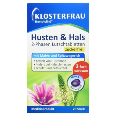 Klosterfrau Broncholind Lozenges for Cough and Throat with Mallow and Plantain Sugar-Free 20 Pieces