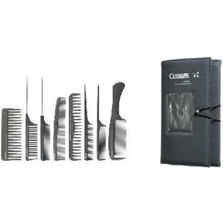 Centaure 8 Piece Anti-Static Carbon Comb Set Black