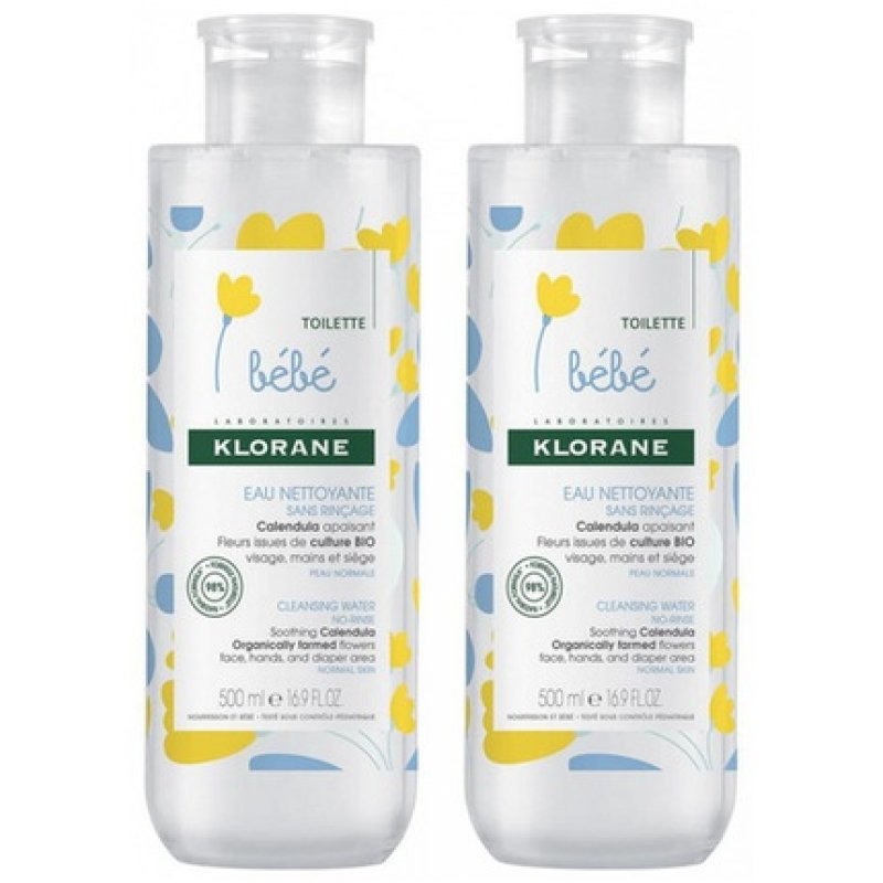 Klorane Baby Cleansing Water 500ml - Pack of 2