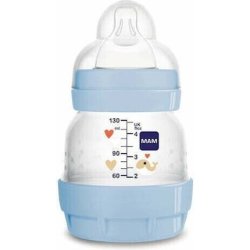 Mam Easy Start Anti-Colic Plastic Baby Bottle With Silicone Nipple - 130ml For Boys 0 Months