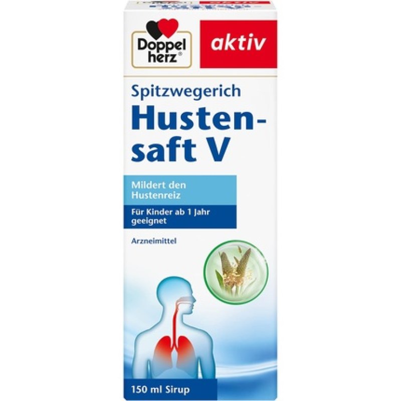 Doppelherz Spitzwegerich Cough Syrup V Herbal Medicine for Relief of Respiratory Cold Symptoms 150ml