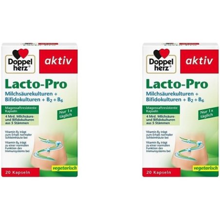 Doppelherz Lacto-Pro Probiotics B2 B6 - Vitamin B6 Supports Immune Function - 20 Vegetarian and Gastric-Resistant