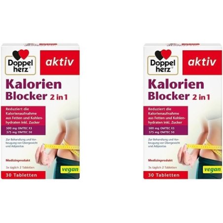 Doppelherz Calorie Blocker 2 in 1 Treatment and Prevention of Overweight and Obesity 30 Vegan Tablets