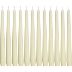 Bolsius Set Of 12 Ivory Unscented Tapered Candles, Drip Free, Clean Burning