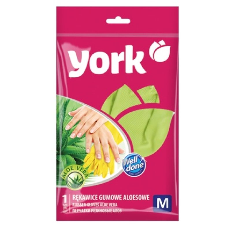 York Aloe Rubber Gloves Size M 1 Pair
