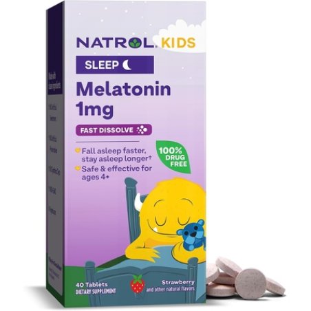 Natrol Kids Fast Dissolve Melatonin 1mg Dietary Supplement For Restful Sleep